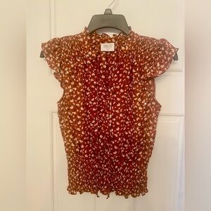 XS Burnt Orange Floral Blouse